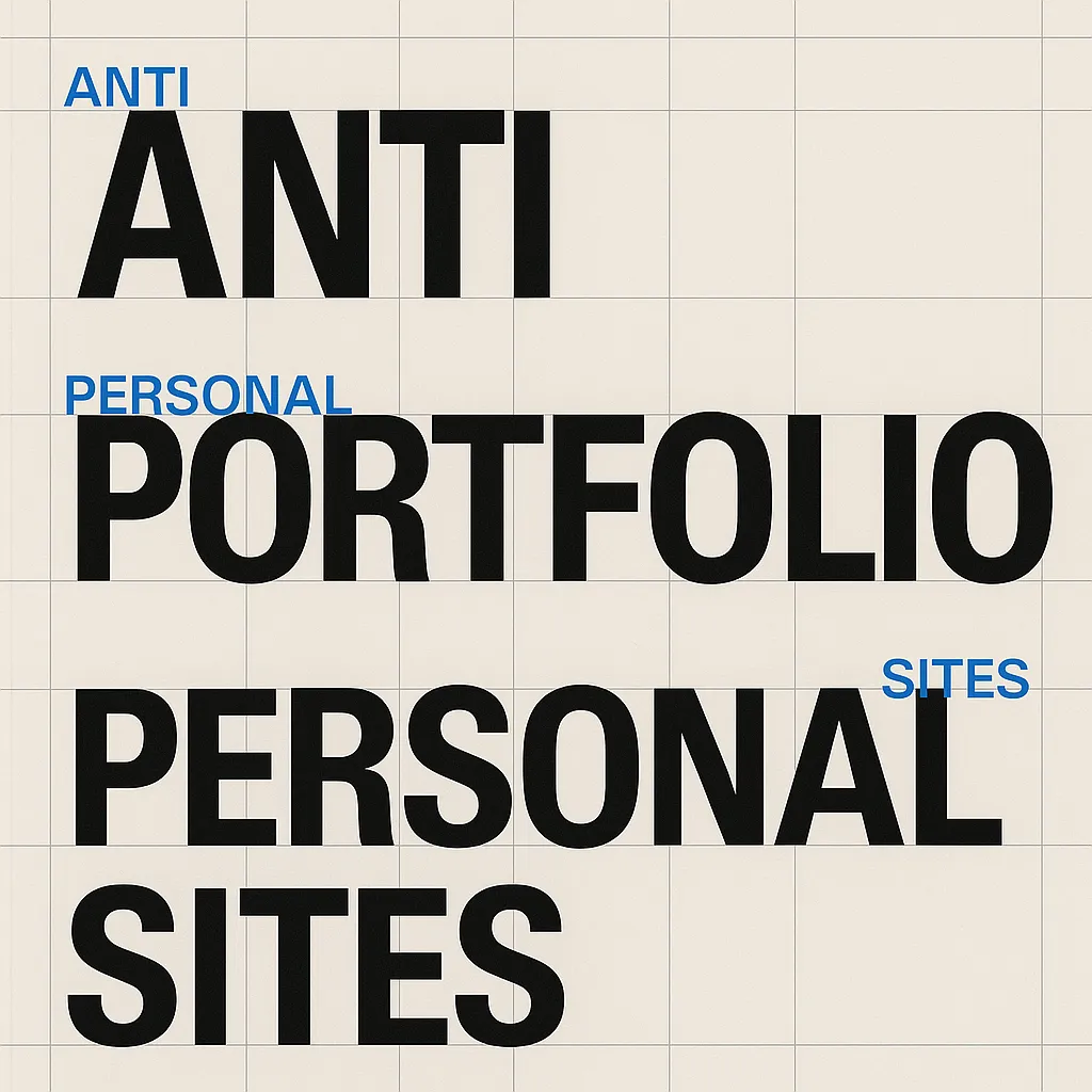 typographic poster with anti portfolio personal sites text