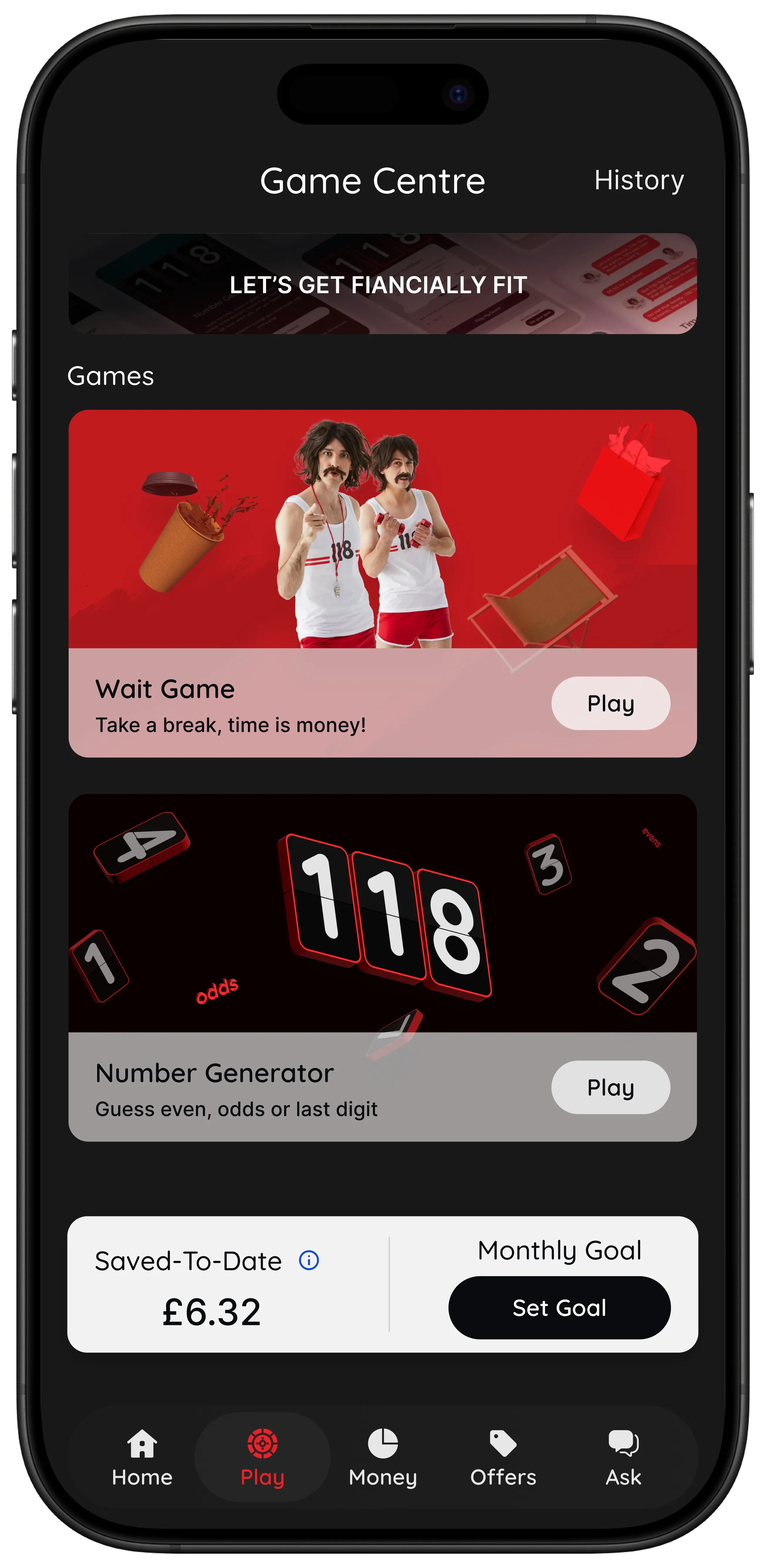game centre app screen