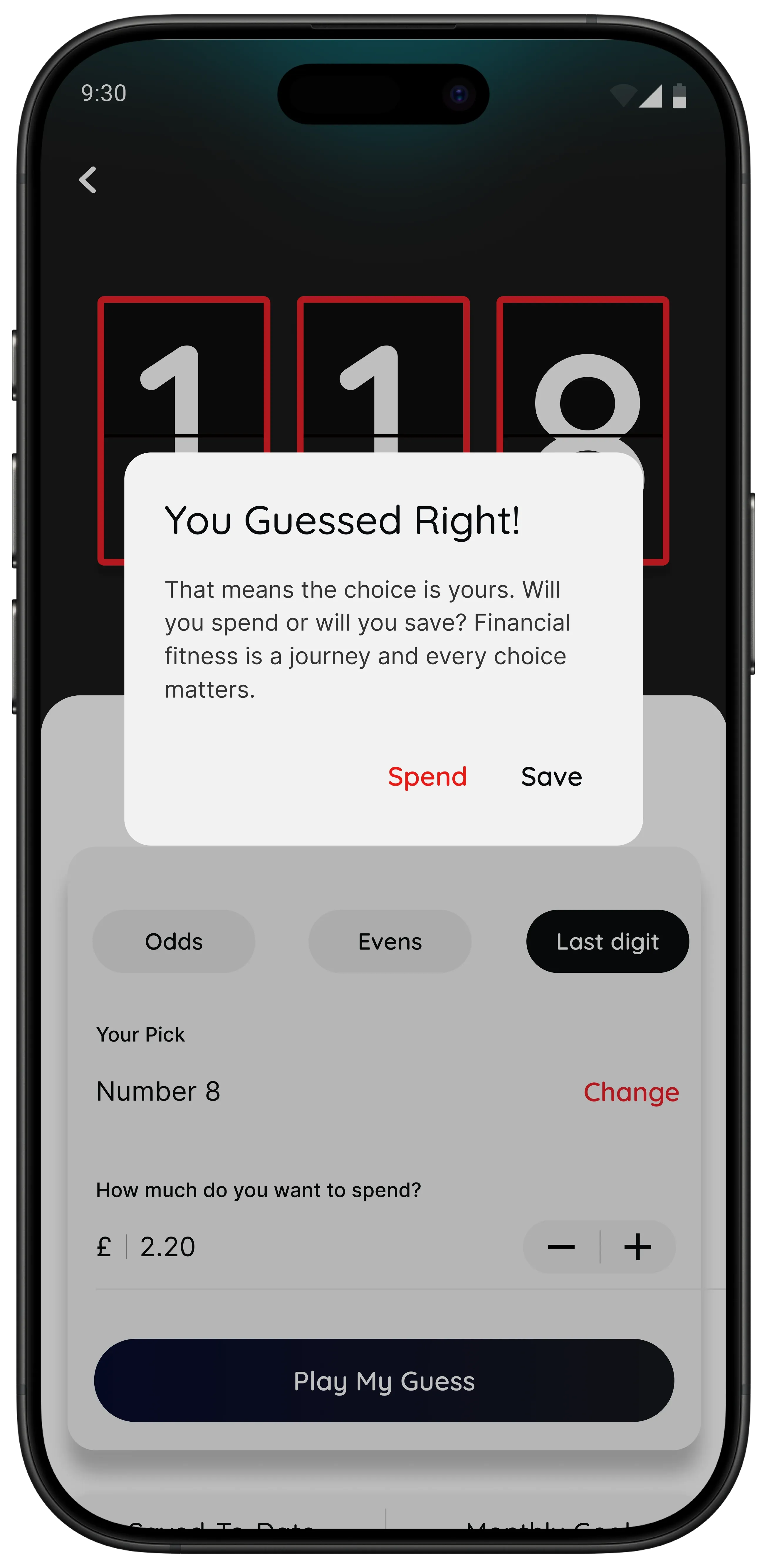 number generator result screen