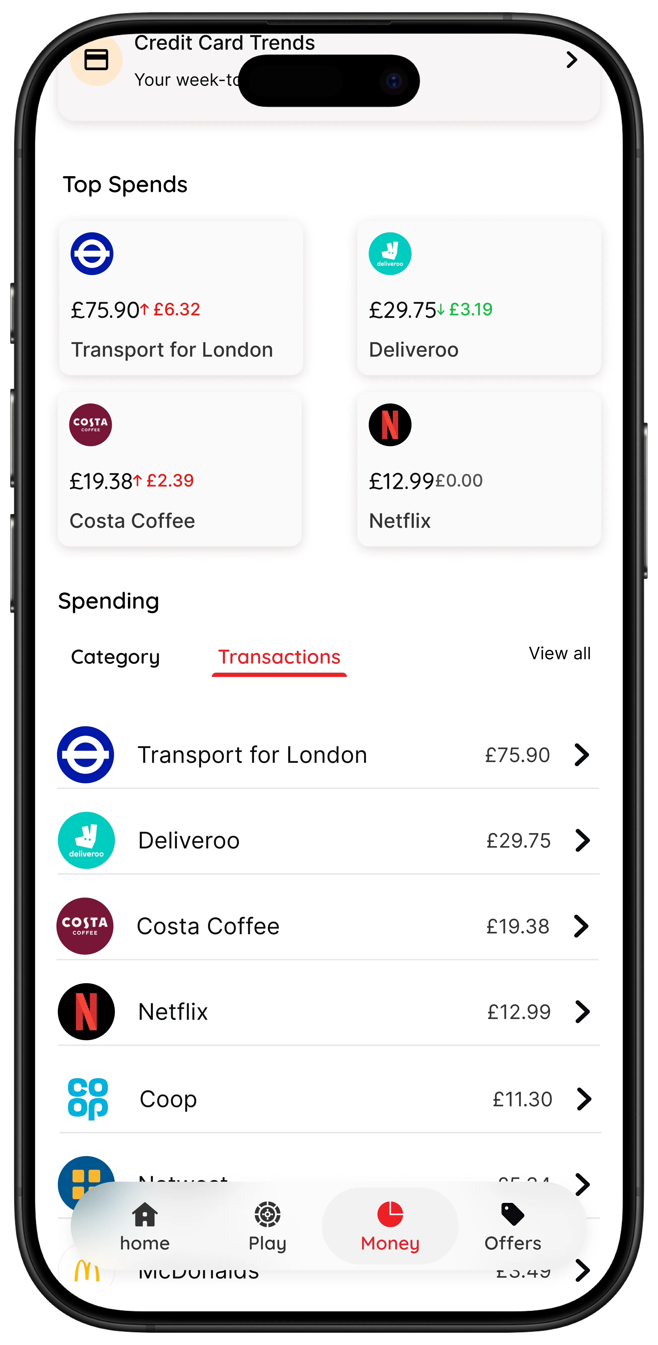 transaction list screen