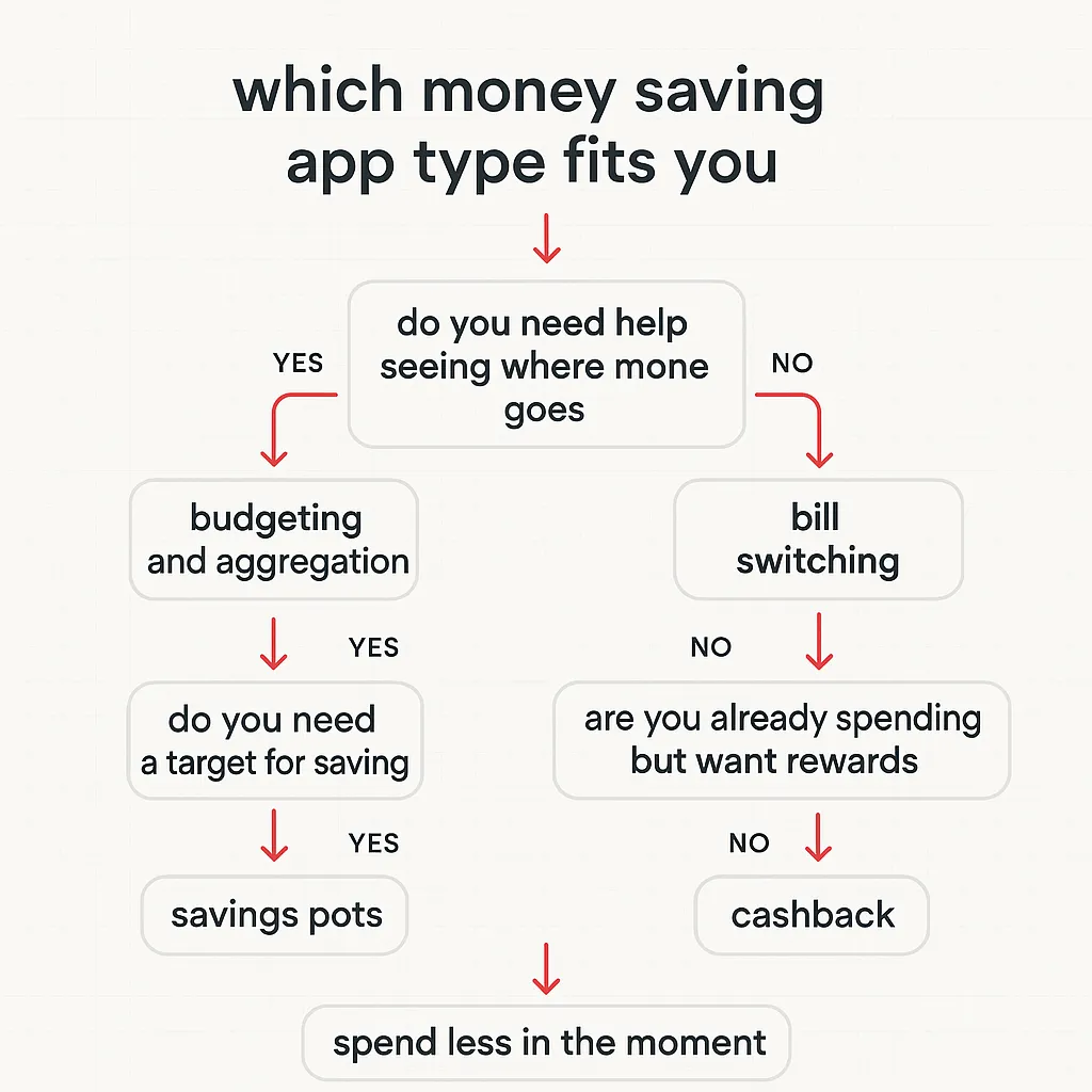 flowchart showing which money saving app type fits you